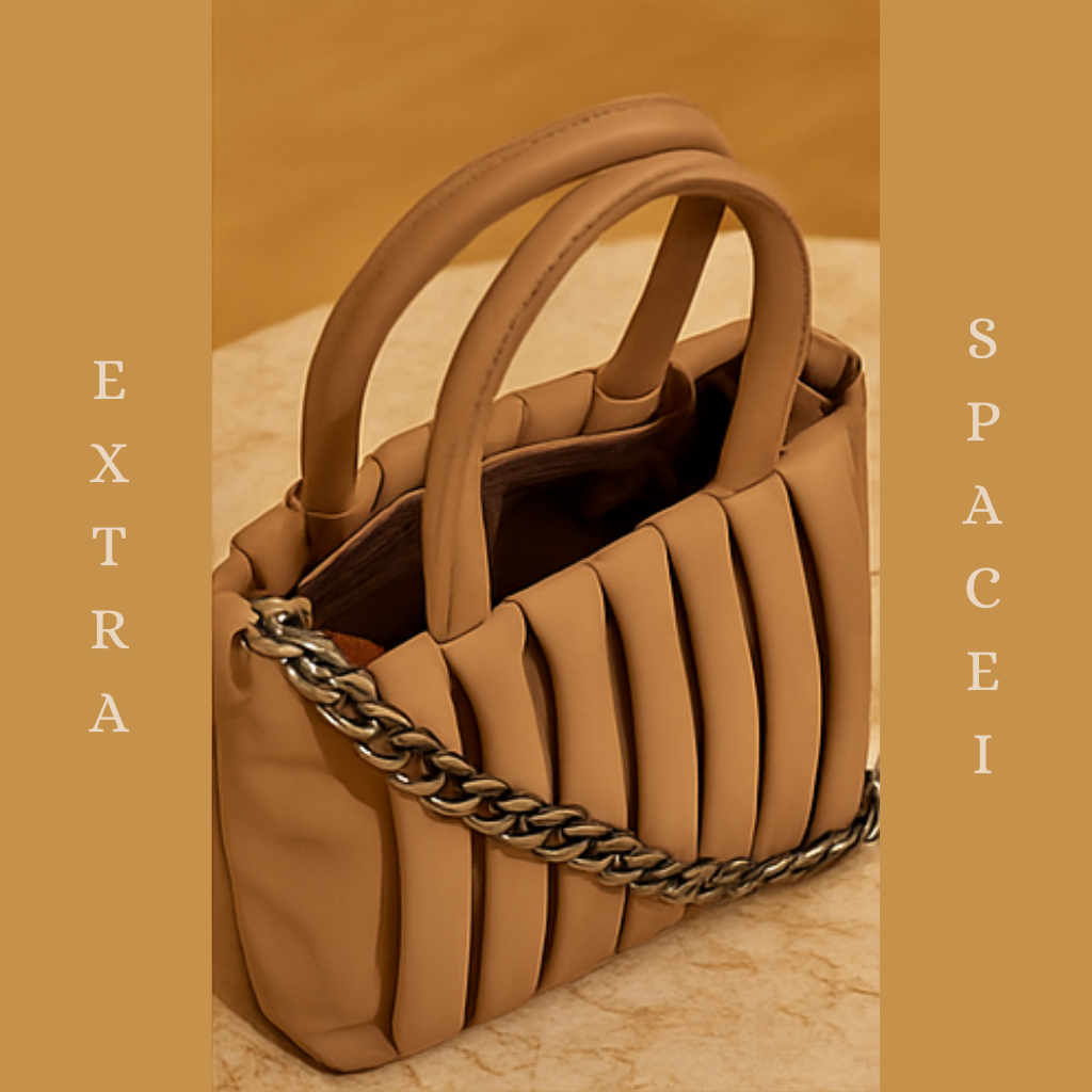 Luxury Designer Ladies Handbag – Elegant Structured & Textured Finish | Premium Fashion Purse for Office, Party & Daily Use TAN Color