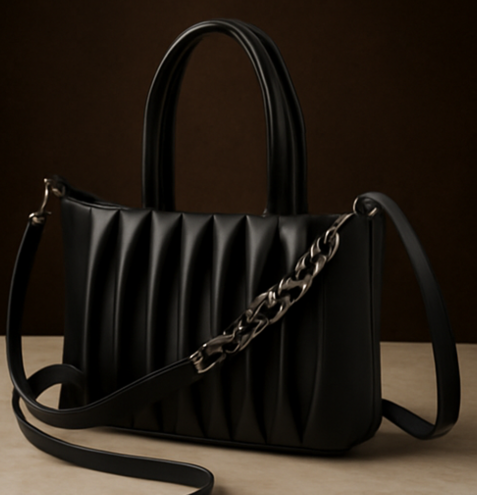 Luxury Designer Ladies Handbag – Elegant Structured & Textured Finish | Premium Fashion Purse for Office, Party & Daily Use BLACK