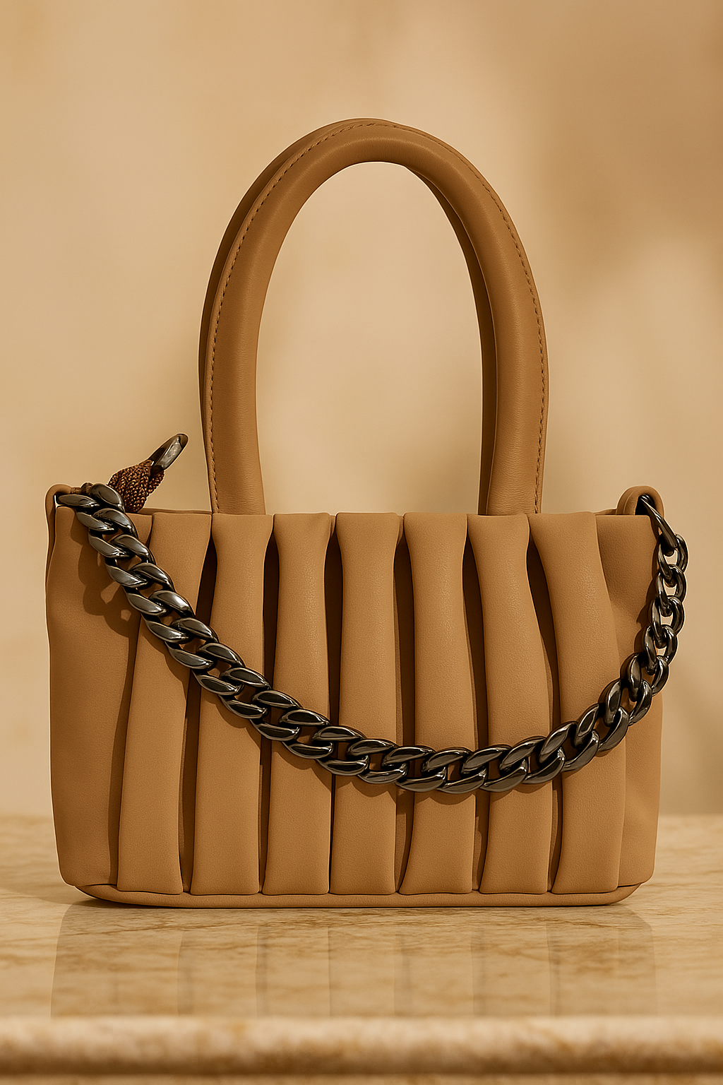 Luxury Designer Ladies Handbag – Elegant Structured & Textured Finish | Premium Fashion Purse for Office, Party & Daily Use TAN Color
