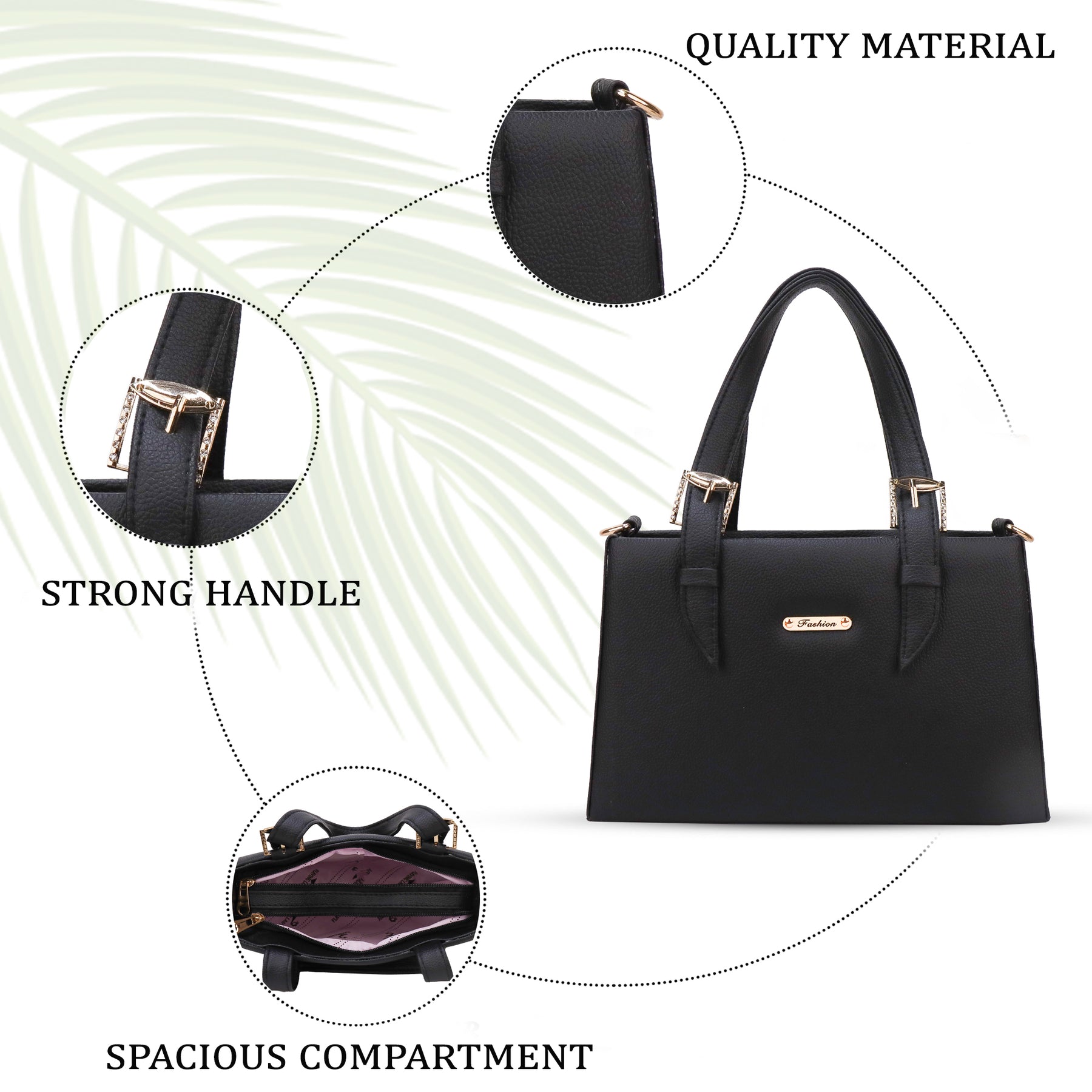 TRENDGRIP Hand Bag For Women. Stylish Black Color |  Hand Bag with strap