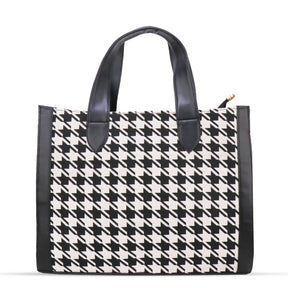 Stylish Tote Bag for Women | Trendy Check Design | Black and White Hand Bag | Undetectable Shoulder Straps