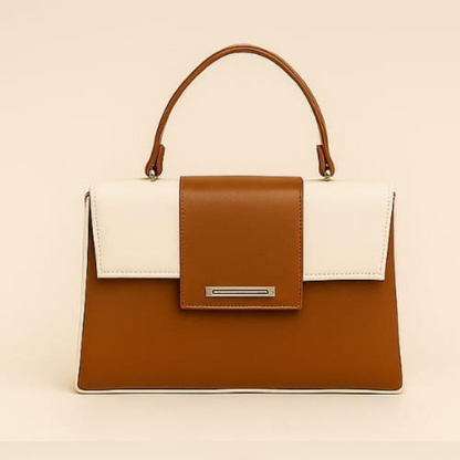 Trendgrip Two-Tone White & Tan Elegant Handbag