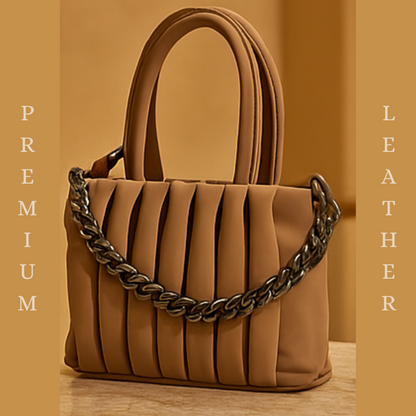 Luxury Designer Ladies Handbag – Elegant Structured  & Textured Finish | Premium Fashion Purse for Office, Party & Daily Use TAN Color