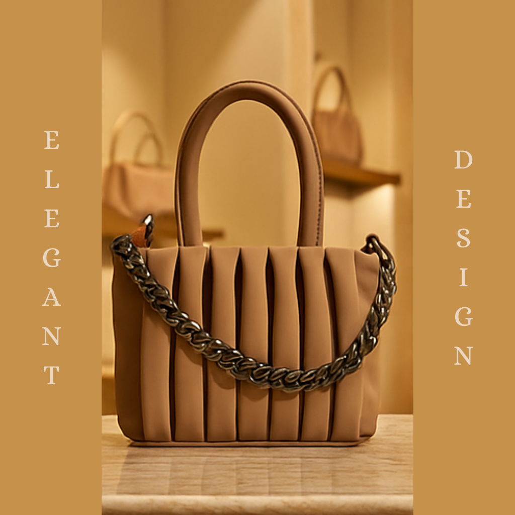 Luxury Designer Ladies Handbag – Elegant Structured  & Textured Finish | Premium Fashion Purse for Office, Party & Daily Use TAN Color