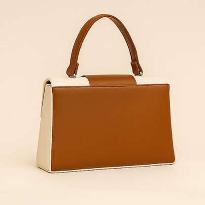 Trendgrip Two-Tone White & Tan Elegant Handbag