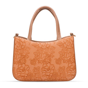 FLOWER PRINT SLING BAG - light tan  colour