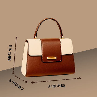 Trendgrip Two-Tone White & Tan Elegant Handbag