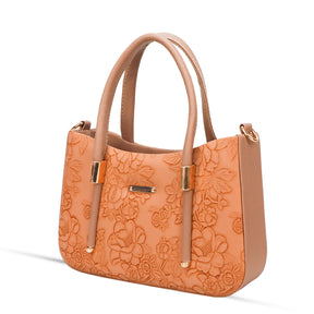 FLOWER PRINT SLING BAG - light tan  colour