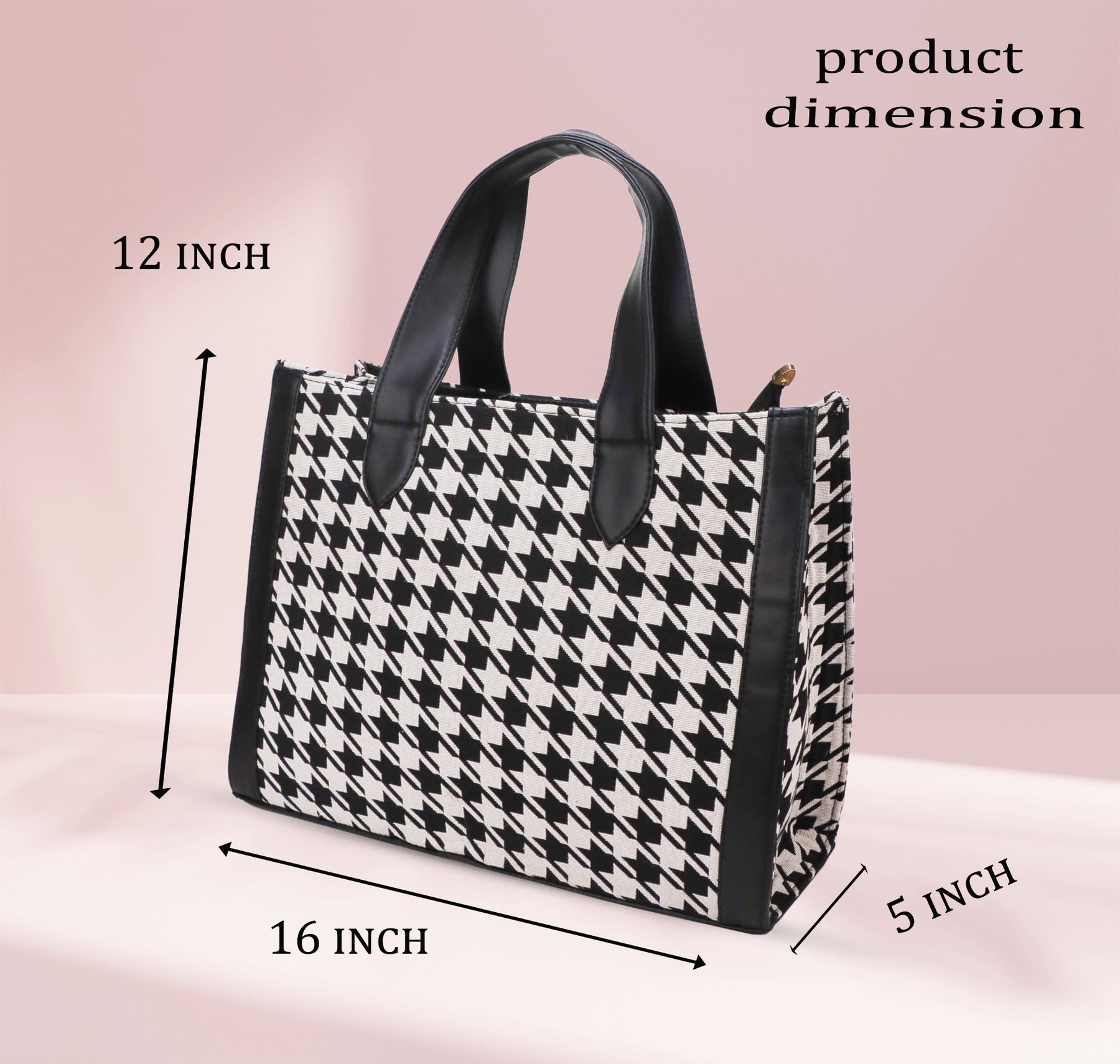 Stylish Tote Bag for Women | Trendy Check Design | Black and White Hand Bag | Undetectable Shoulder Straps