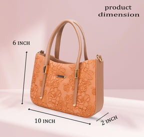 FLOWER PRINT SLING BAG - light tan  colour