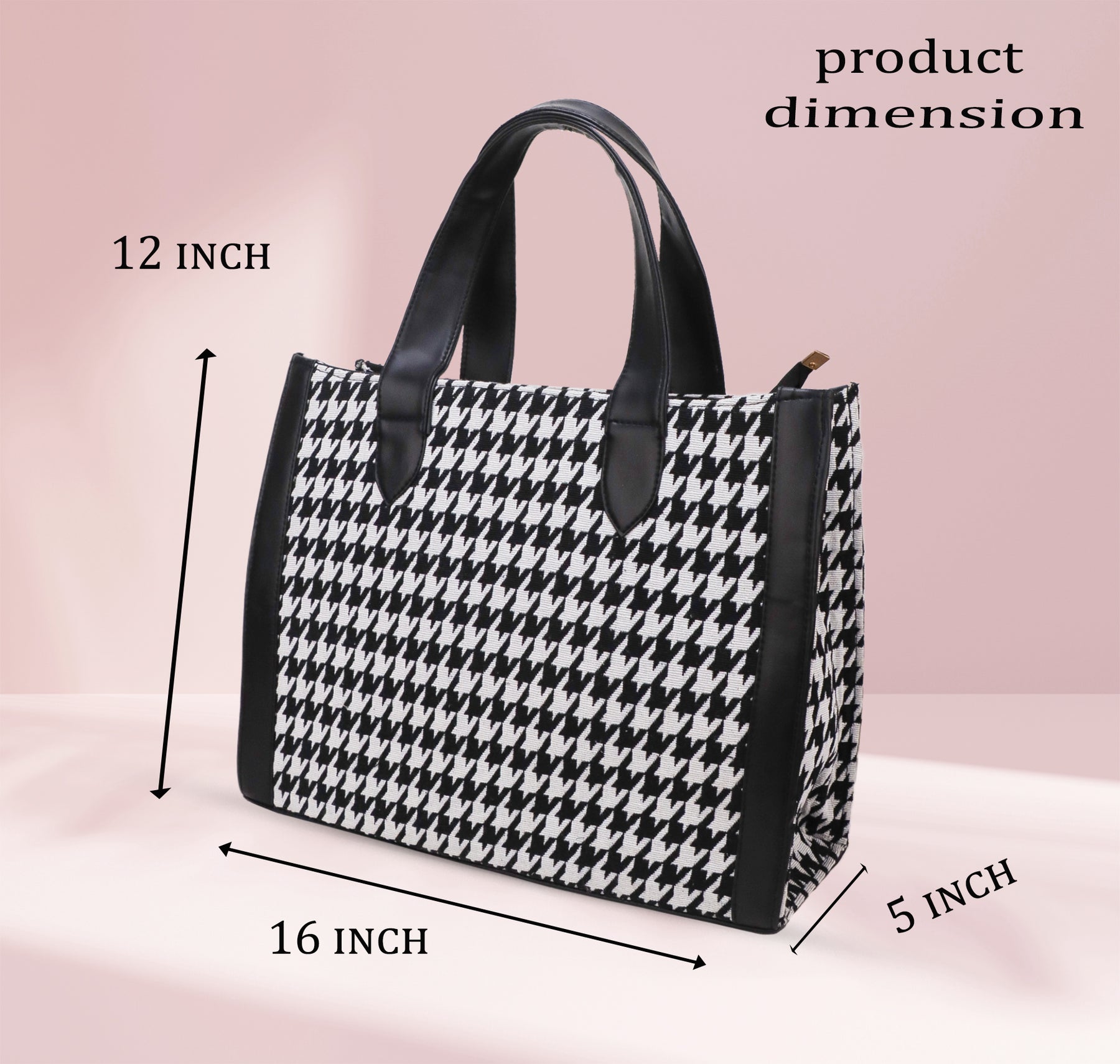 Stylish Tote Bag for Women | Trendy Small Check Design | Black and White Hand Bag | Undetectable Shoulder Straps