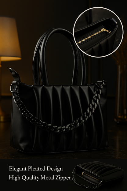 Luxury Designer Ladies Handbag – Elegant Structured  & Textured Finish | Premium Fashion Purse for Office, Party & Daily Use BLACK