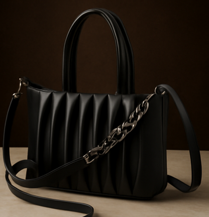 Luxury Designer Ladies Handbag – Elegant Structured  & Textured Finish | Premium Fashion Purse for Office, Party & Daily Use BLACK