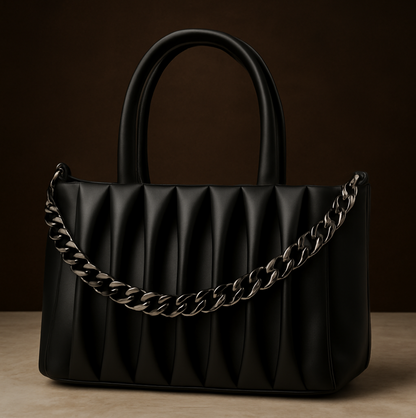 Luxury Designer Ladies Handbag – Elegant Structured  & Textured Finish | Premium Fashion Purse for Office, Party & Daily Use BLACK