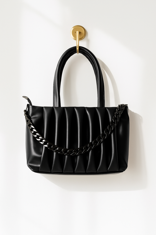 Luxury Designer Ladies Handbag – Elegant Structured  & Textured Finish | Premium Fashion Purse for Office, Party & Daily Use BLACK