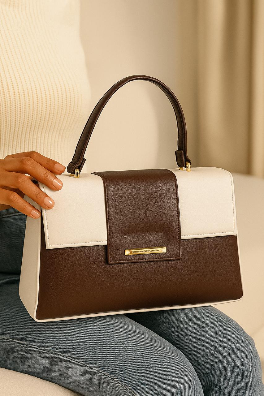 Trendgrip Two-Tone White & Lavender Elegant Handbag