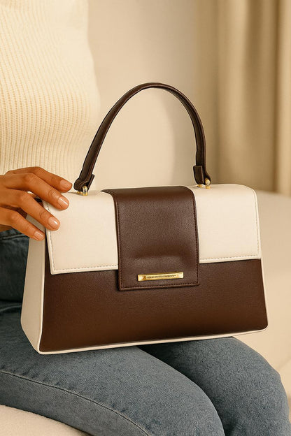 Trendgrip Two-Tone White & Lavender Elegant Handbag