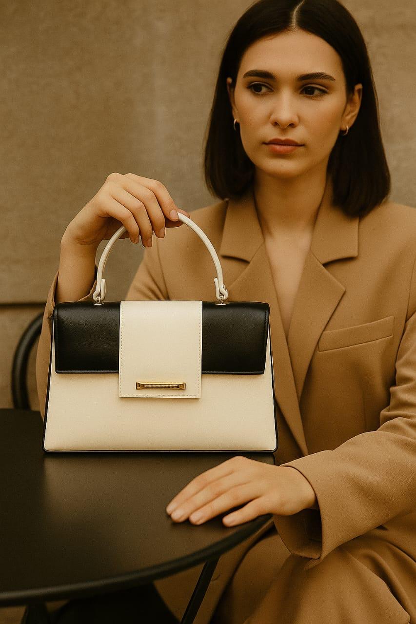 Trendgrip Two-Tone White & Black Elegant Handbag