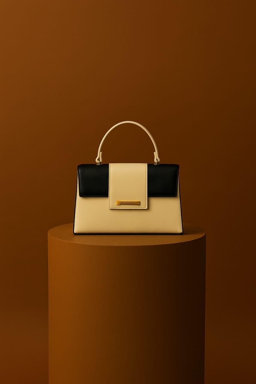 Trendgrip Two-Tone White & Black Elegant Handbag