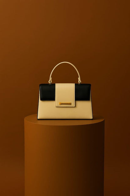 Trendgrip Two-Tone White & Black Elegant Handbag