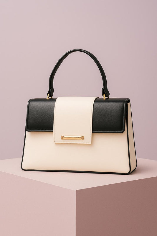 Trendgrip Two-Tone White & Black Elegant Handbag