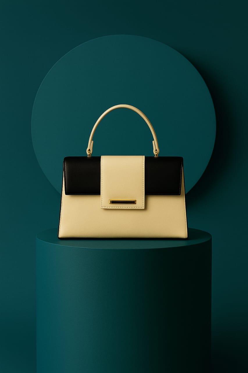 Trendgrip Two-Tone White & Black Elegant Handbag
