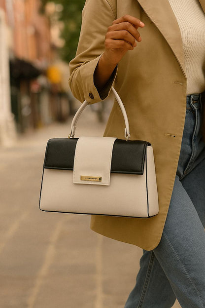 Trendgrip Two-Tone White & Black Elegant Handbag