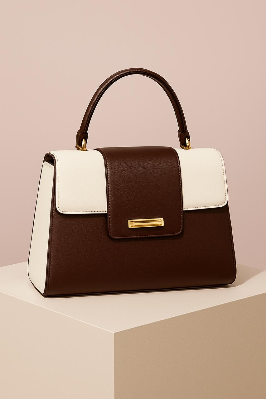 Trendgrip Two-Tone White & Lavender Elegant Handbag